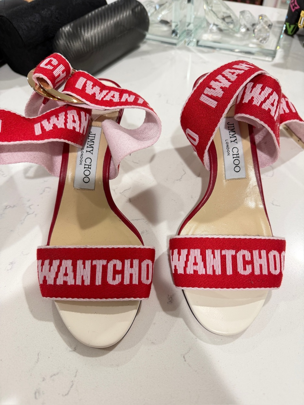 Jimmy Choo strappy kitten heels!